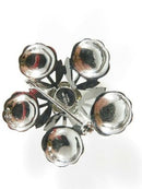 Theda Sterling Silver Catholic Rose Brooch Spin Back Earrings Marcasite Accented