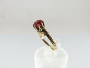 Victorian 14K Gold Ruby Engagement Ring Antique Prong Setting Engraved Date c.1887 Size 4.25