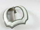 Antique Sterling Fancy Scallop Guilloché Enamel Buckle Sash Scarf Brooch