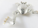 Artisan Sterling Repousse Tree Frog Brooch Pendant Stamped Etched Garnet Burgundy