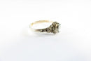 Vintage Oval Blue Glass Solitaire Sterling Silver Petite Ring Size 7