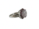 14K White Gold ATR Rose Quartz Ring w/ Tourmalines & Diamonds Size 7