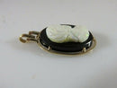 14K Yellow Gold Vintage Pendant with Carved Opal Cameo on Black Onyx