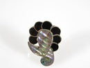 Vintage Abstract Style Unmatched Onyx Abalone & Sterling Disc Taxco ETM Single Earring