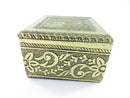 Asian Style Foil Wrapped Wood Trinket Box Hindu Design 3" x 2 1/2" x 1 1/2"