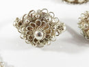 Exquisite Antique 950 Silver Domed Cannetille Etruscan Revival Jewelry Suite