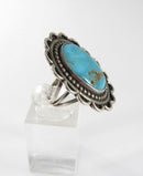Old Pawn Pilot Mountain Turquoise Sterling Silver Ring Size 6.75