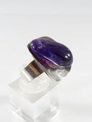 Artisan Style Tumbled Polished Purple Amethyst Adjustable Ring 925 55 Size 5.5
