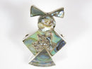 Lovely Inlaid Abalone Figural Woman Sterling Silver Mexico Brooch