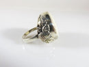 Japanese Satsuma Deity God of Fortune Hand Painted Button Ring Sterling
