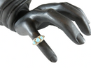 Antique 14K Gold Filigree Ring with Turquoise Cabochons and Diamond Accents Art Nouveau Era