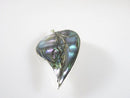 Vintage Mid Century Leaf Brooch Inlaid Abalone Sterling Silver Signed EGC Cuerna