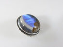 Unusual Antique Blue Morpho Butterfly Wing Brooch 925 Bubble Glass Brooch