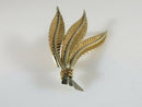 18K Yellow Gold Fern Leaf Brooch with Platinum-Toned Stems Marked 750