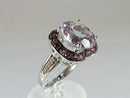 14K White Gold ATR Rose Quartz Ring w/ Tourmalines & Diamonds Size 7