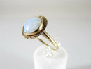 Victorian 14K Yellow Gold Ring with Opalescent Glass Cabochon Size 8.5