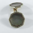 Antique Art Deco 10K Gold Single Park Roger Cufflink White Yellow MOP For Repurp