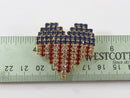 Retro Red White & Blue Patriotic Rhinestone Heart Brooch by OTC 1 1/2" Wide