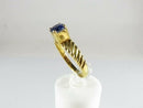 20K Gold .75 Carat Round Cut Natural Blue Sapphire Solitaire Ring Size 9.75