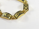 Lovely Vintage Toledo Style Damascene Curved Panel Bracelet With Safety Chain 6