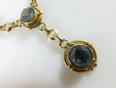 14K Gold Edwardian Blue Zircon Lariat Necklace, 4 Natural Stones