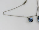 c1940 Reverse Painted Morpho Butterfly Bubble Drop Pendant Necklace 15 3/4"