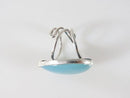 Boho Fun Sky Blue Large Polished Glass Silver Plate Adjustable Ring