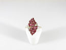 Vintage Samuel Aaron THL 10K Yellow White Gold Lab Created Pink Sapphire Marquise Cluster Cocktail Ring 6.75