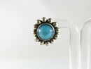 Vintage Southwestern Blue Glass Sterling Flower Screwback Earrings Taxco Style