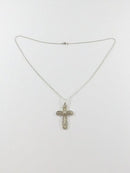 Vintage Sterling Silver Filigree Cross 1 7/8" With 18" Sterling Silver Chain
