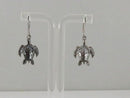 Sterling Turtle Form Dangle Earrings Fishhook 1 1/4" drop