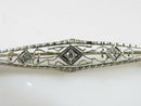 Art Deco 14K White Gold Filigree Diamond Bar Brooch – 2 1/4"