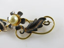Vintage Van  Dell Gold Filled Faux Pearl Breast Pin Brooch Floral Leaf Brooch
