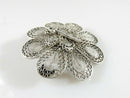 Unusual Lovely 800 Silver Filigree Flower Brooch with Butterfly in the Center