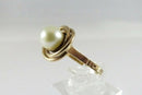 Antique 14K Gold & 6.8mm Solitaire Pearl Wedding Ring Women's Size 7