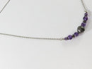 17 3/4" Sterling Silver Necklace with 6 Round Polished Amethyst and Sterling Bal