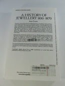 Angled view of the paperback spine reading Joan Evans and A History of Jewellery 1100-1870.