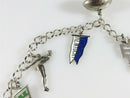 Circa 1960's Sterling Silver High School Charm Bracelet 7" TL Football, Diver,  Pennant, Guitar