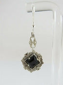 Sterling Silver Onyx Marcasite Accented Dangle Earrings With Matched Pendant