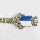 Vintage 800 Silver Spoon Hand Painted Enamel Fancy Lion with Blue White Shield
