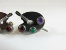 Amethyst & Glass Artist Palette Board Earrings by Artisan Shop Maricela 925