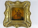 Victorian Hand Painted Ceramic Tile Miniature Painting Original Gilt Gilt Frames