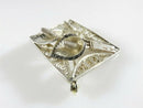 Vintage Diamond Shaped Sterling Silver Pierced Filigree Calla Lily Brooch