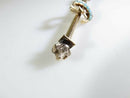 Victorian 10K Gold Crescent Moon Star & Arrow Brooch with Turquoise & Seed Pearl