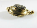 Victorian Gold Filled Floral Taille d'épargne Brooch with Dangle