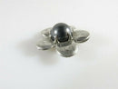 Vintage Designer Flower & Hematite Ball Center Sterling Silver Pendant 7/8"