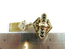 Victorian 10K Yellow Gold Pendant Slide with Seed Pearls & Black Enamel Dangle Design