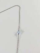 Art Deco Style 15 3/4" Sterling Necklace with 6 Round Faceted Blue Crystals