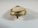 Vintage 14K Gold Shell Cameo Brooch Pendant with Diamond Accent