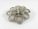 Unusual Lovely 800 Silver Filigree Flower Brooch with Butterfly in the Center